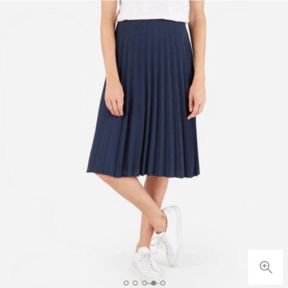 Everlane navy accordion pleated skirt